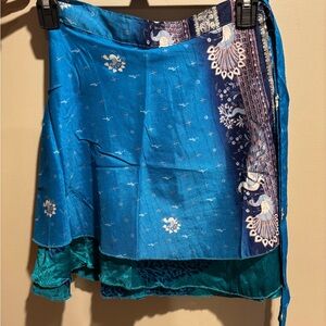 Turquoise Blue Floral Magic Skirt Mini